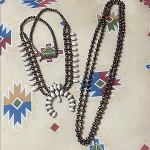 Western Fashion Squash Blossom Necklace and Beaded Necklace